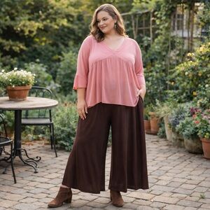 Carolyn Strauss Brown Wide-Leg Pants